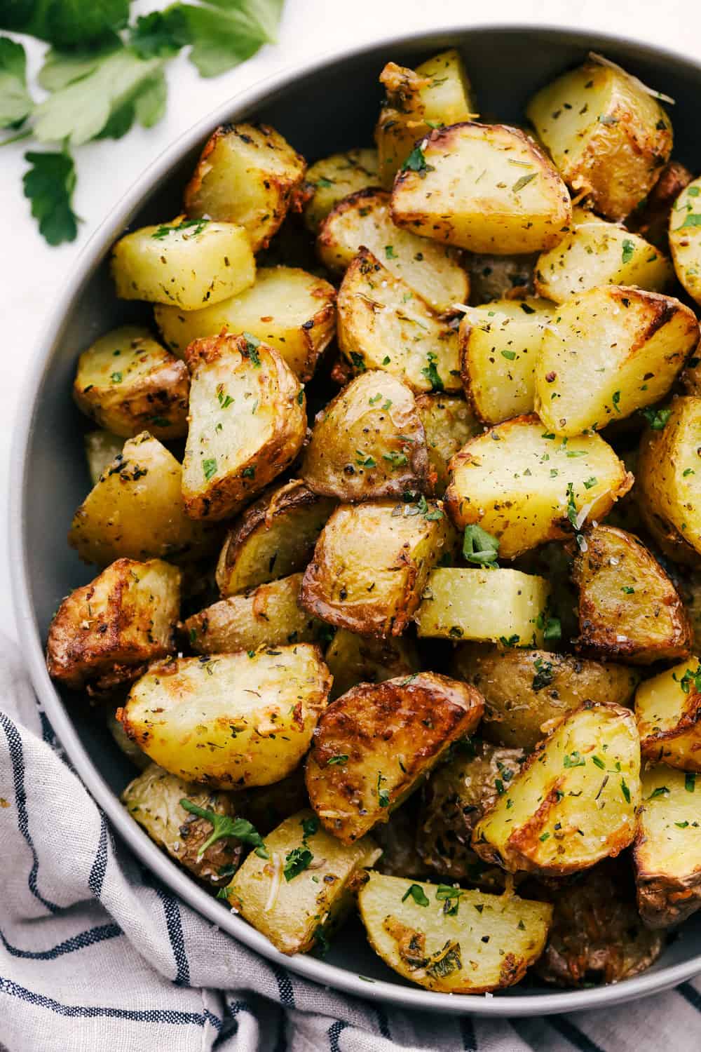 Perfectly seasoned, crispy and tender, these are Air Fryer Potatoes are that Best Ever! You will want them every night for dinner! Herb crusted and perfectly seasoned air fryer roasted potatoes.